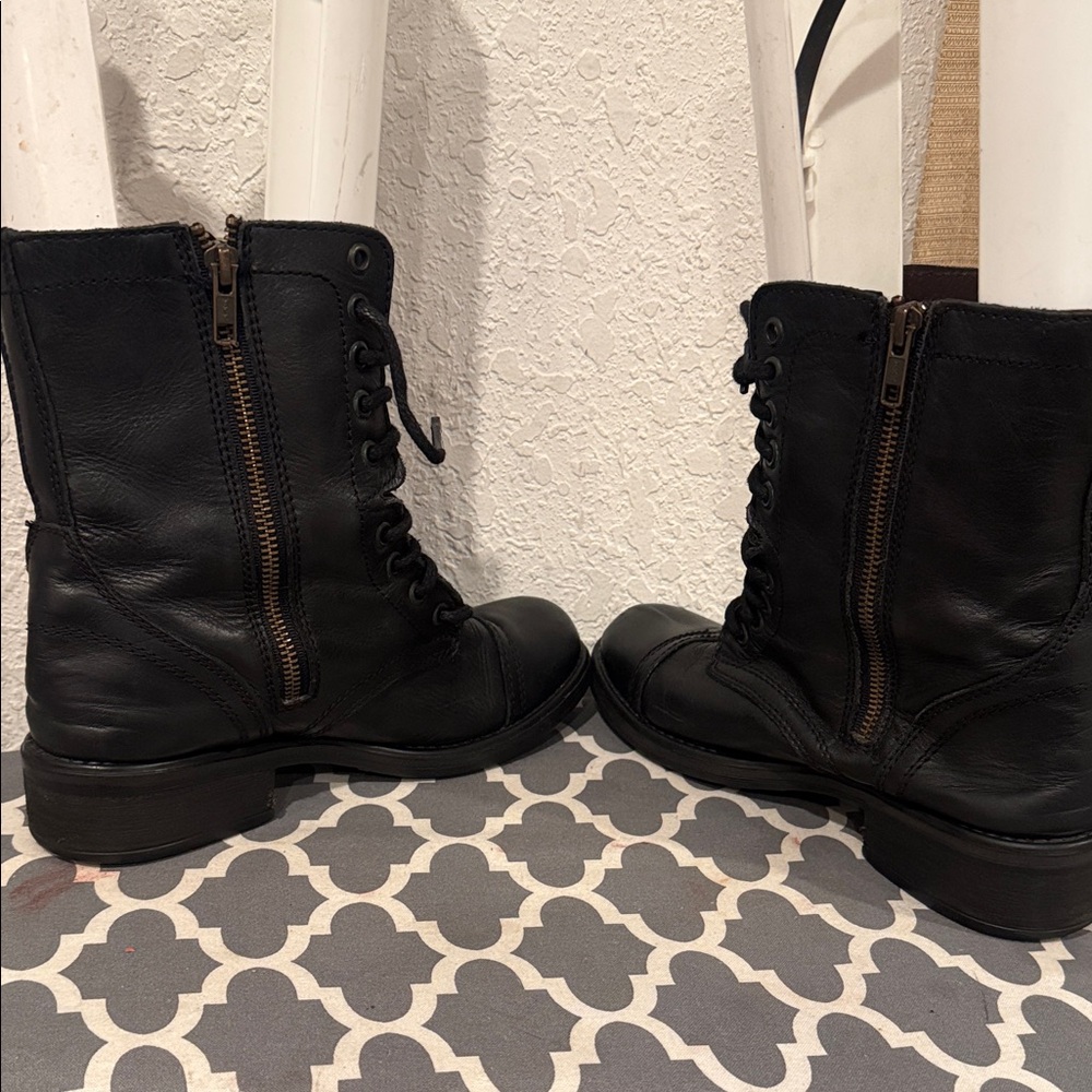 Steve Madden Black Combat Boots - Picture 3 of 8